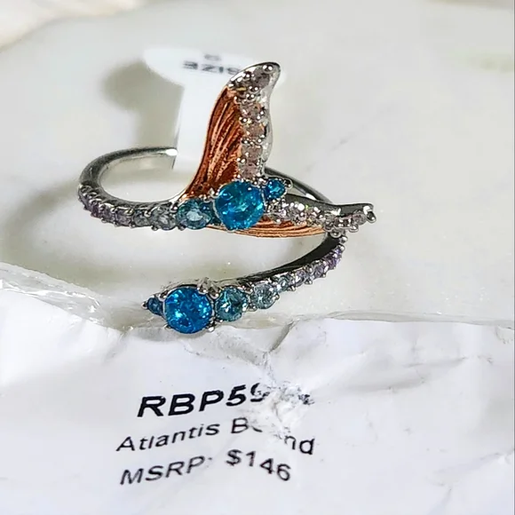 NWT Bomb Party 'Atlantis Bound' Mixed Metal Multicolor Wrap Ring - Size 9 - Picture 4 of 11